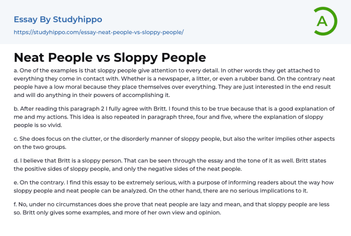 Suzanne britt neat people vs sloppy people